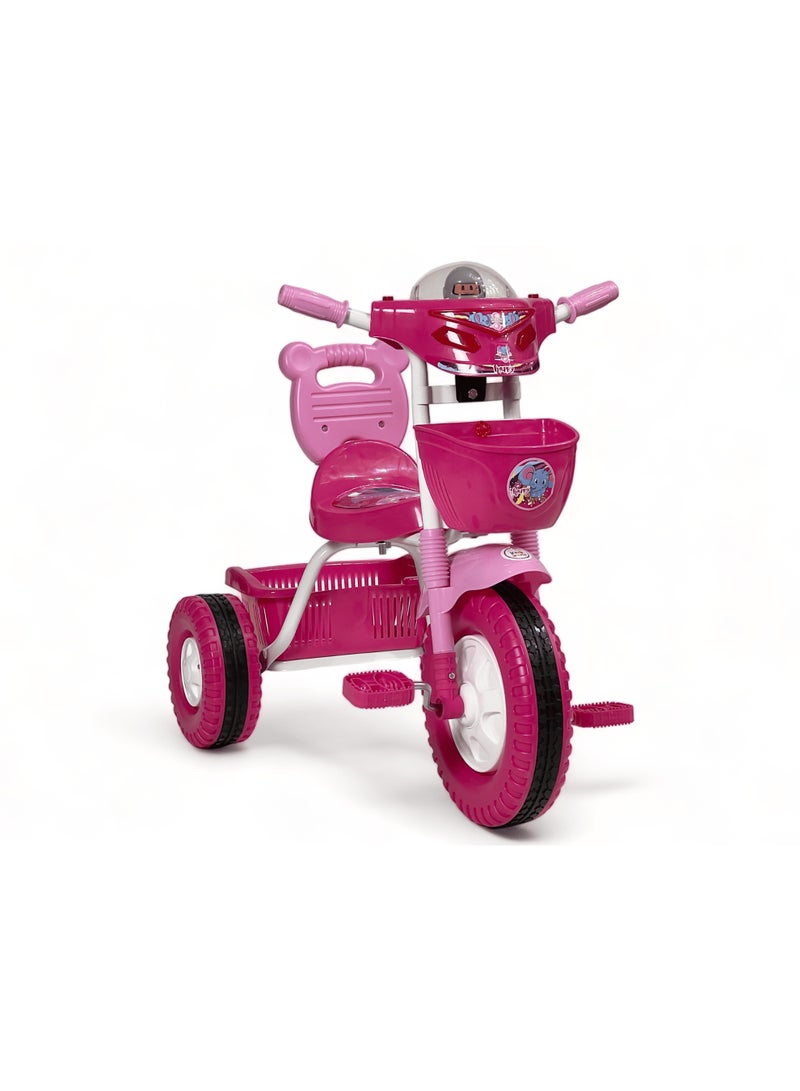 البدر دراجة توازن للأطفال من البدر، دراجة ثلاثية العجلات للأطفال بموسيقى وأضواء مع مقعد واحد وسلة، لون زهري، لعمر 2-5 سنوات - Image 1